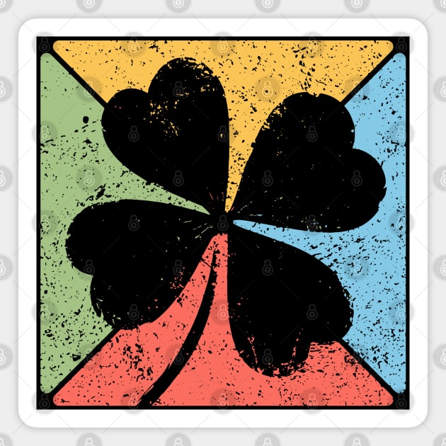 Lucky Clover Retro Pop Art – St. Patrick’s Grunge Style Magnet by TuncGK